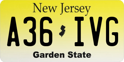 NJ license plate A36IVG