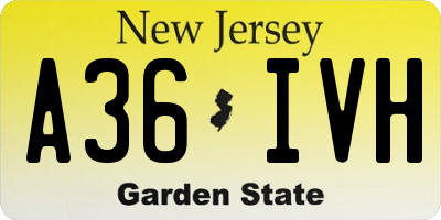 NJ license plate A36IVH