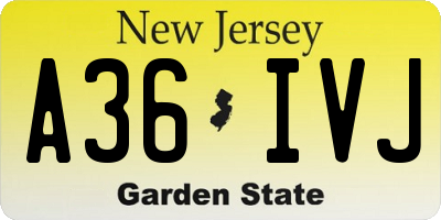 NJ license plate A36IVJ