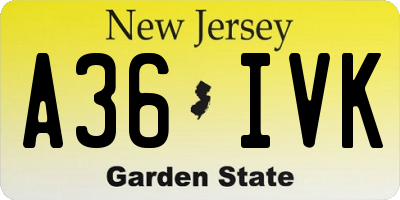 NJ license plate A36IVK