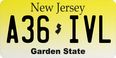 NJ license plate A36IVL