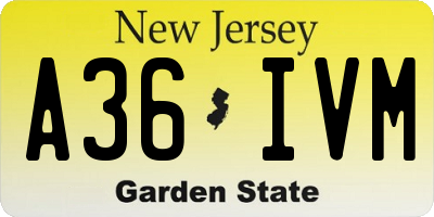 NJ license plate A36IVM