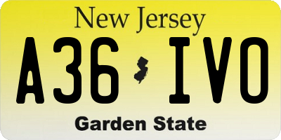 NJ license plate A36IVO