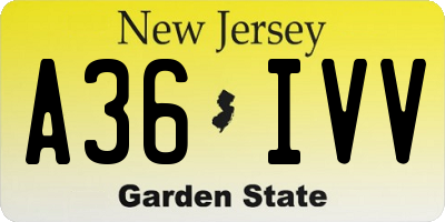 NJ license plate A36IVV