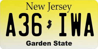 NJ license plate A36IWA