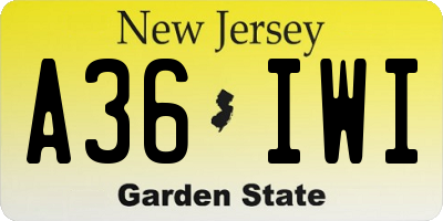 NJ license plate A36IWI