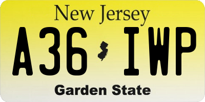 NJ license plate A36IWP