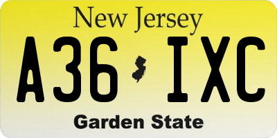 NJ license plate A36IXC