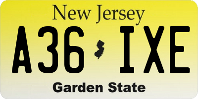 NJ license plate A36IXE