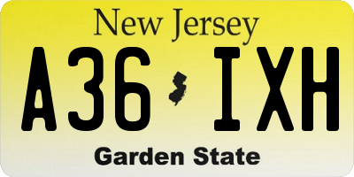NJ license plate A36IXH