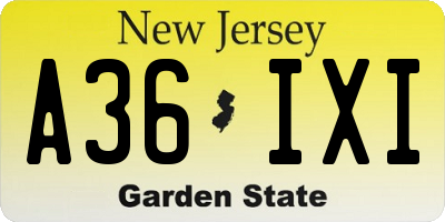 NJ license plate A36IXI