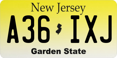 NJ license plate A36IXJ