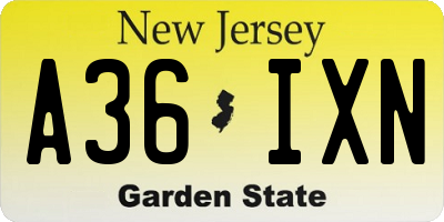 NJ license plate A36IXN