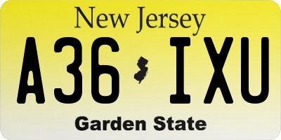 NJ license plate A36IXU