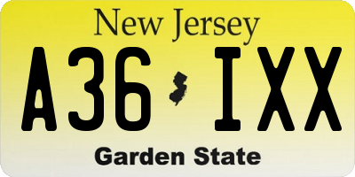 NJ license plate A36IXX
