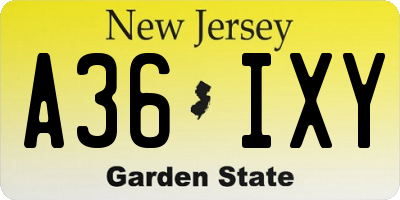 NJ license plate A36IXY