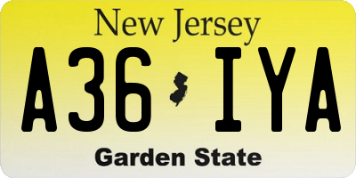 NJ license plate A36IYA