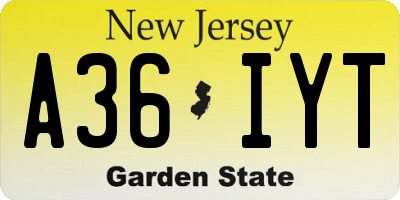 NJ license plate A36IYT