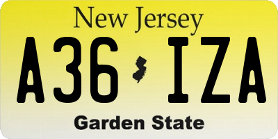 NJ license plate A36IZA