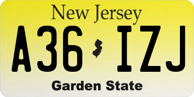 NJ license plate A36IZJ