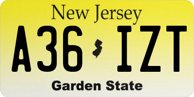 NJ license plate A36IZT