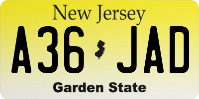 NJ license plate A36JAD