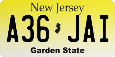 NJ license plate A36JAI