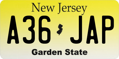 NJ license plate A36JAP