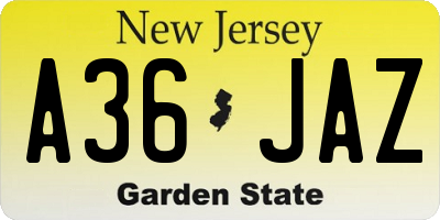 NJ license plate A36JAZ