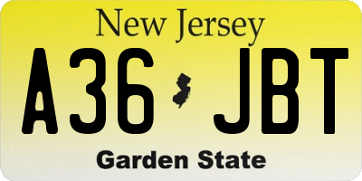 NJ license plate A36JBT
