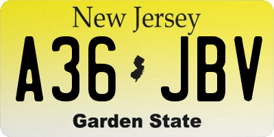 NJ license plate A36JBV
