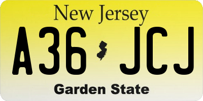 NJ license plate A36JCJ
