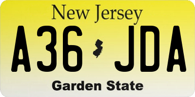 NJ license plate A36JDA