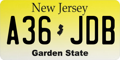 NJ license plate A36JDB