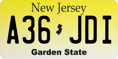 NJ license plate A36JDI