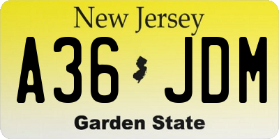 NJ license plate A36JDM