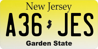 NJ license plate A36JES