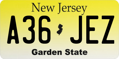 NJ license plate A36JEZ