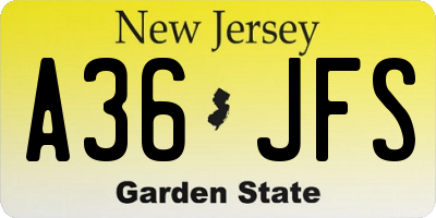 NJ license plate A36JFS