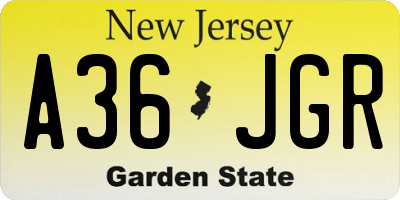 NJ license plate A36JGR