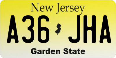 NJ license plate A36JHA
