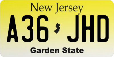 NJ license plate A36JHD