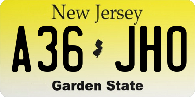 NJ license plate A36JHO