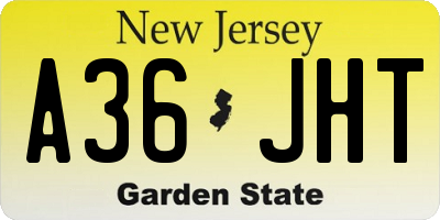 NJ license plate A36JHT
