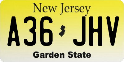 NJ license plate A36JHV