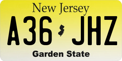 NJ license plate A36JHZ