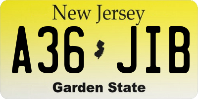 NJ license plate A36JIB