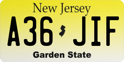 NJ license plate A36JIF