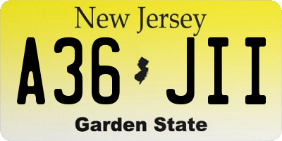 NJ license plate A36JII