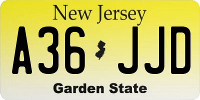 NJ license plate A36JJD